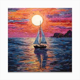 Sailboat At Sunset 4 Canvas Print