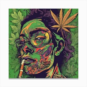 Psychedelic Woman Smoking Marijuana Canvas Print