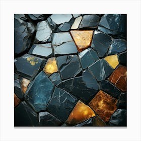 Black And Gold Stone Wall 3 Canvas Print