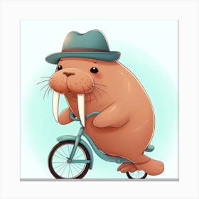 Walrus On A Bicycle 1 Canvas Print