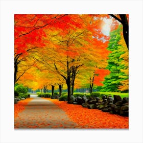 Autumn Leaves In The Park Canvas Print