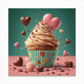 Cupcakes And Hearts 1 Canvas Print