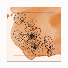 Orange &black Watercolor Painted Canvas with floral outlines wallart  Canvas Print