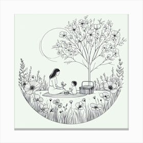 Mother And Child In The Garden Canvas Print
