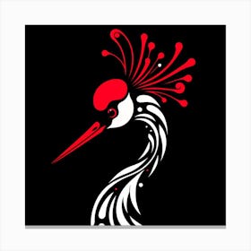 Crane With Red Feathers Canvas Print