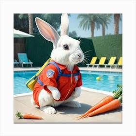 Rabbit In Uniform Canvas Print