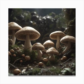 Mushrooms In The Forest 20 Canvas Print