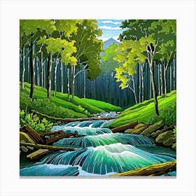 Stream In The Forest 1 Canvas Print