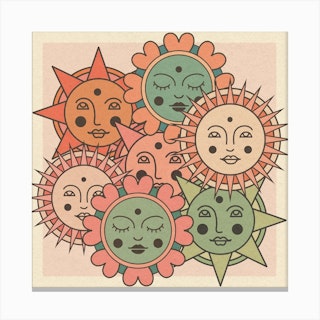 Sun Faces 2 Square Canvas Print
