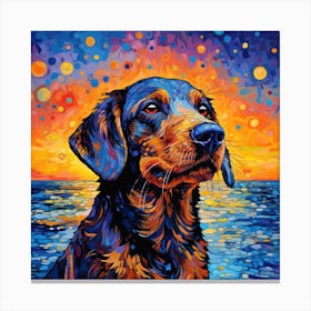 Dog At Sunset 2 Canvas Print