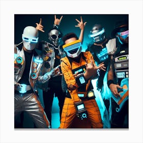 Group Of People In Futuristic Costumes Canvas Print