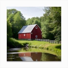 Red Barn In The Woods 4 Canvas Print