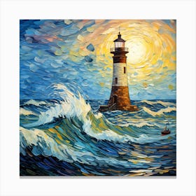 Lighthouse In The Sea 2 Canvas Print