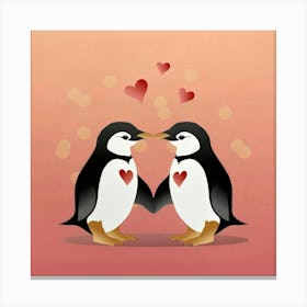 Valentine Penguins Canvas Print