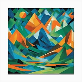 Surreal Mountain Scape Cubism Style Canvas Print