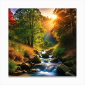 Stream In The Forest 15 Canvas Print