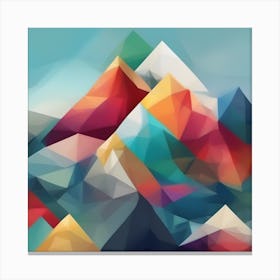 Abstract Colourful Geometric MountainsPainting Canvas Print