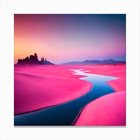 Pink Lake, Pink Sand Desert, Barbie Lake, Pink Purple Landscape, Digital Art Print, Home Decor Canvas Print
