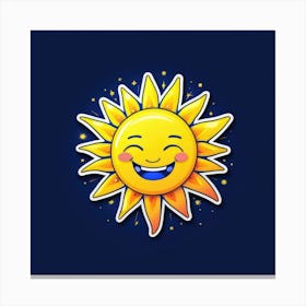 Lovely smiling sun on a blue gradient background 108 Canvas Print