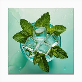 Ice Cubes And Mint Canvas Print