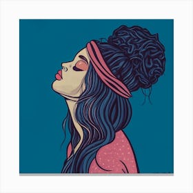 Inhale Girl With curly Hair Canvas Print
