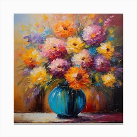 Flowers In A Blue Vase 2 Canvas Print