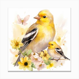 Yellow Finches American Goldfinch Mother's Day 1 Canvas Print