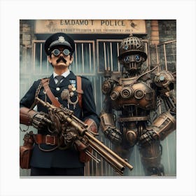 Steampunk Policemen Canvas Print