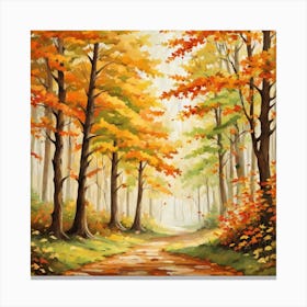 Forest In Autumn In Minimalist Style Square Composition 340 Canvas Print