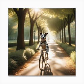 Dalmatian Riding A Bike art Canvas Print