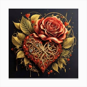 Heart and beautiful red rose 20 Canvas Print