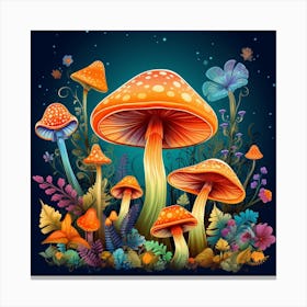 Mushrooms In The Forest 81 Canvas Print