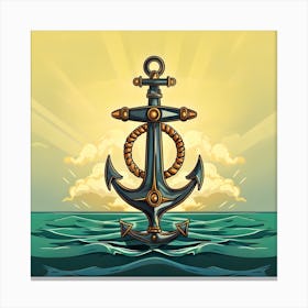 Anchor In The Sea 7 Canvas Print