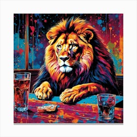 Lion At The Bar 2 Canvas Print