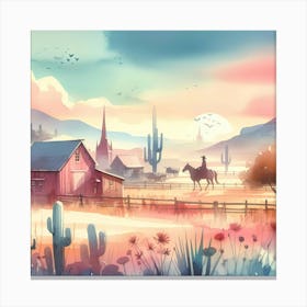 Cowboy Landscape Canvas Print