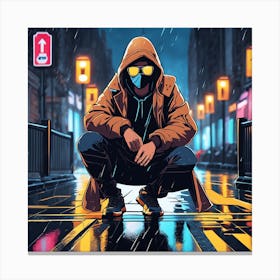 Man In The Rain Canvas Print