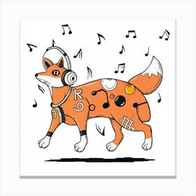 Fox With Music Notes Canvas Print