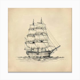 Sailing Ship In The Sea Canvas Print