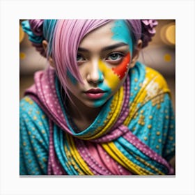 Portrait Of A Girl With Colorful Makeup Canvas Print