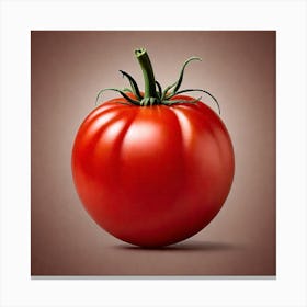 Red Tomato On Brown Background Canvas Print