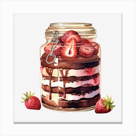 Strawberry Cake In A Jar 4 Canvas Print