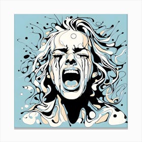 Woman Screaming Abstract Inspired by Jackson Pollock Canvas Print