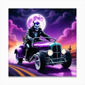 Skeleton In A Car 3 Canvas Print