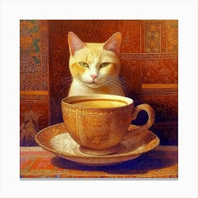 Cat In A Cup Canvas Print