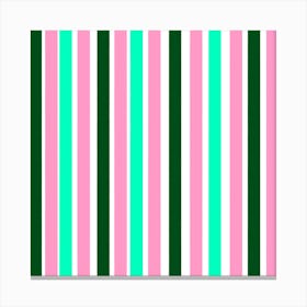 Pink And Green Stripes Canvas Print