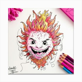 Flaming Face Canvas Print