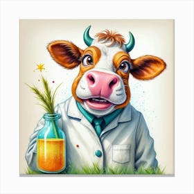 Cow In Lab Coat 2 Canvas Print