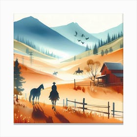 Cowboys In The Countryside Canvas Print