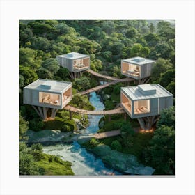 Tree Houses In The Jungle Canvas Print