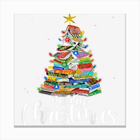 Merry Christmas Tree Book Love Reading Reader Xmas Canvas Print